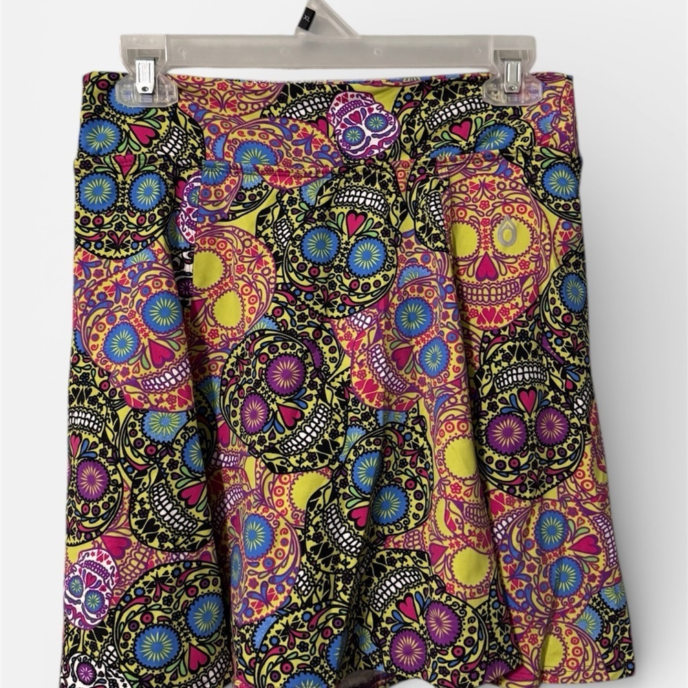 ⚡️Donajo Women Golf Tennis Mini Skort Skirt Size 2 Skulls Print Goth Punk